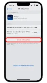 Cancel Subscription.