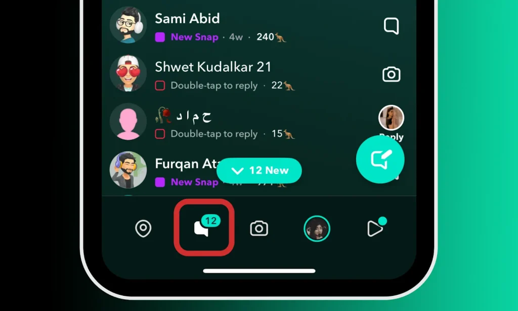 Go to the chat section of Snapchat
