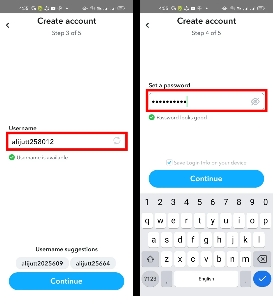 Create a Username & Password