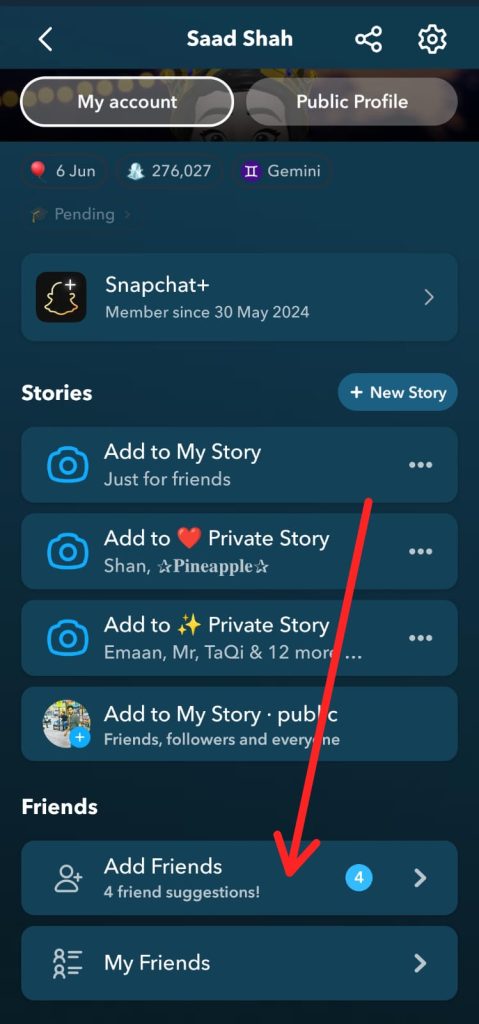 Find the  “Add Friends”  Section Here