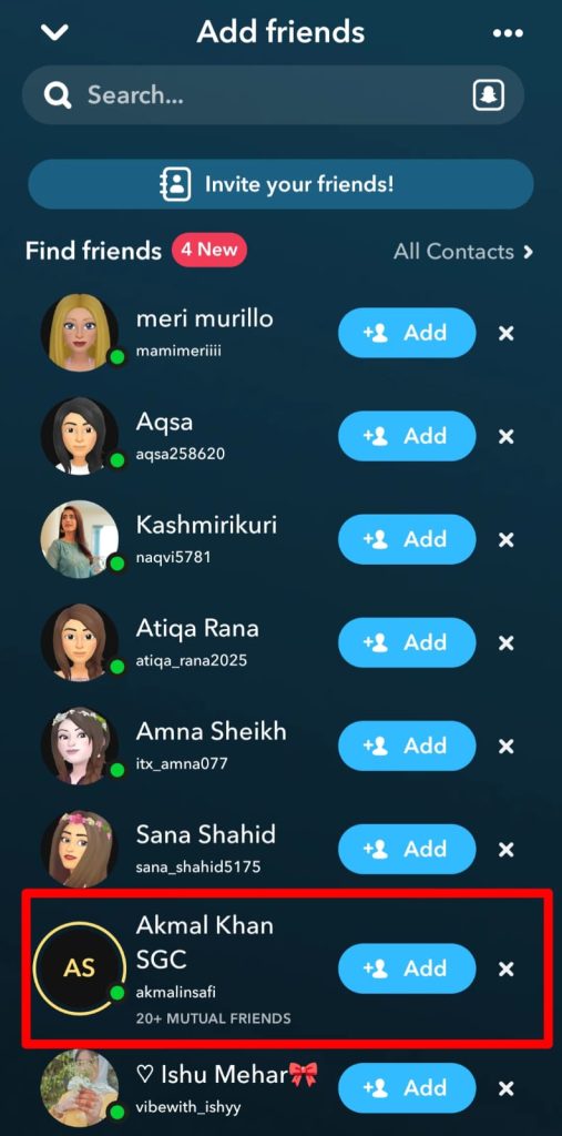 Look for Mutual Friends