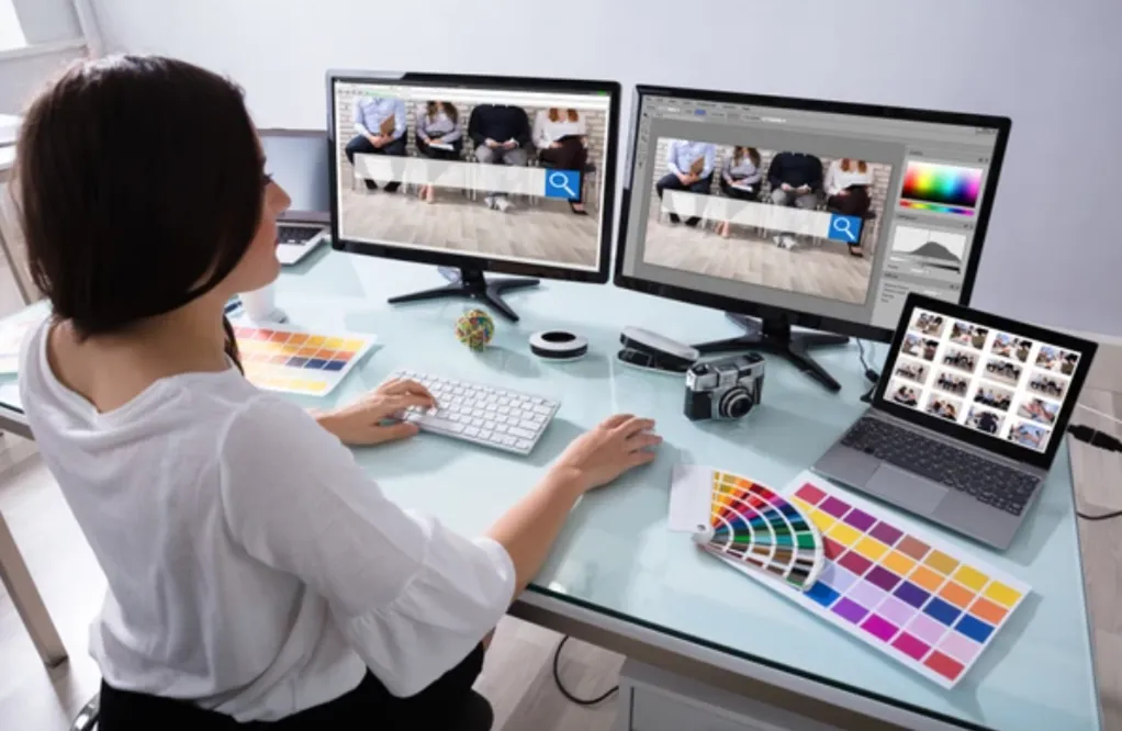 A designer working on her desk